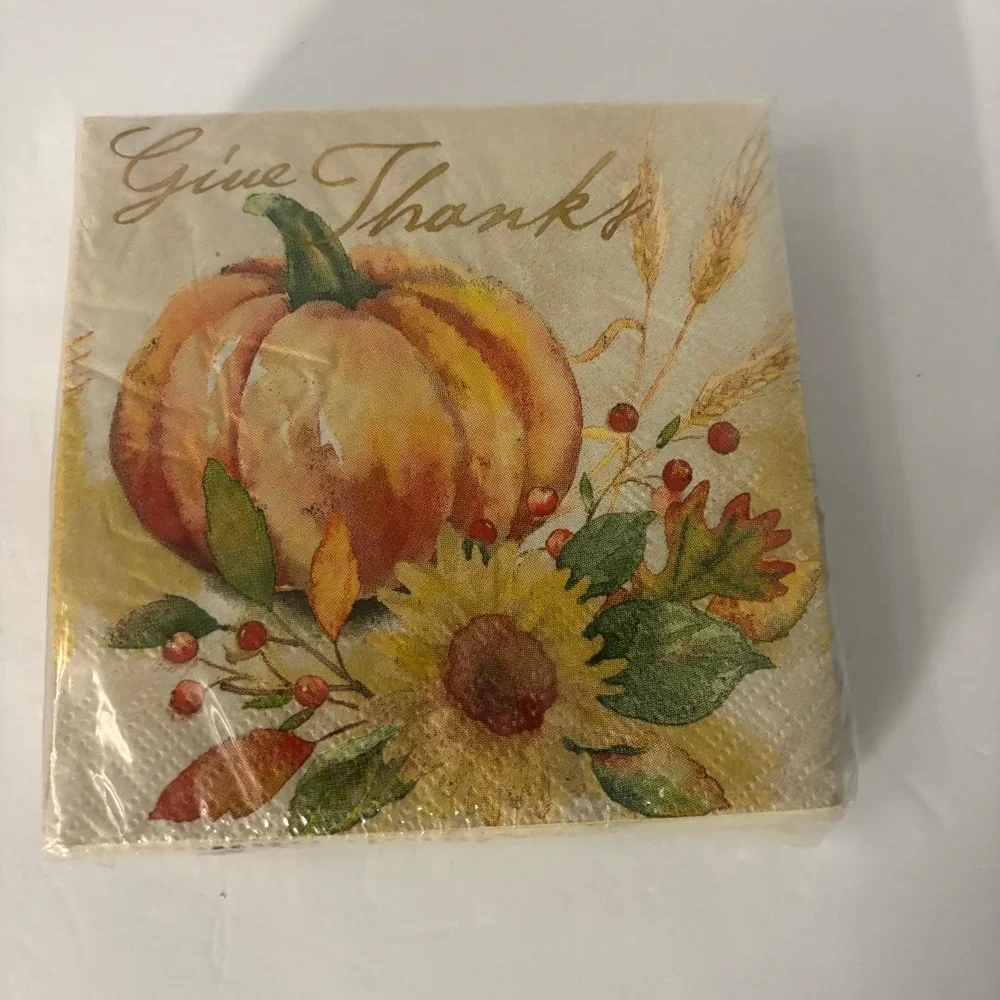 Cypress Home Thanksgiving Napkins 64ct Give Thanks Pumpkin Fall Harvest